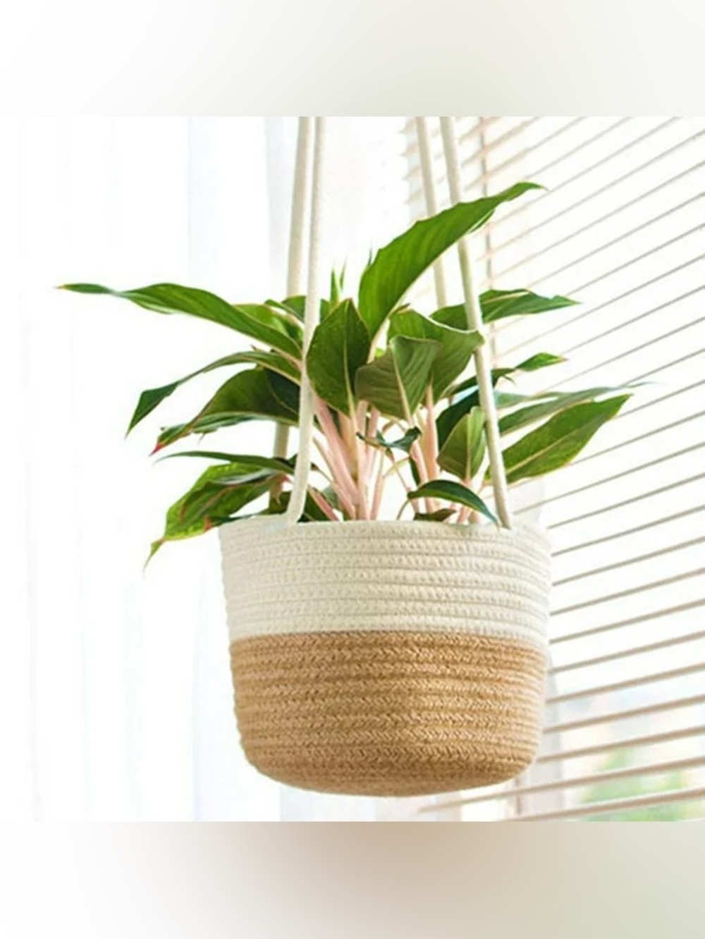 NWOT! Hanging Indoor Plant Pot Holder Flower Pot Holder Woven Cotton Basket